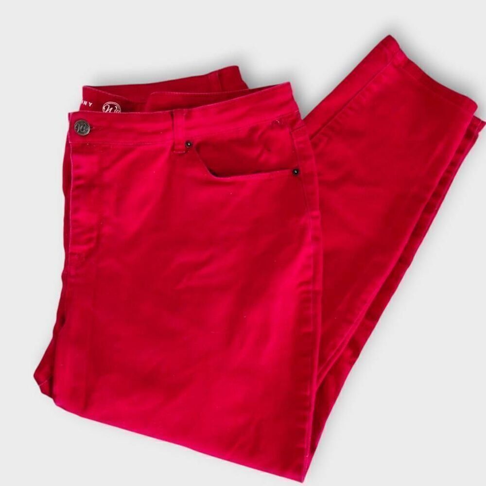 W62 Womens Jeans Sz‎ 22 Red Stretch Denim Slims Ankle Comfort Curvy